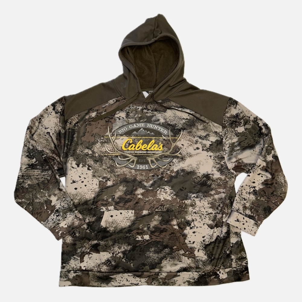 Cabela’s Big Game Hunter Camo Hoodie 3XL Pullover Fleece Sweatshirt